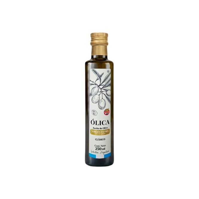 Aceite de oliva extra virgen en botella descartable Olica 250 ml