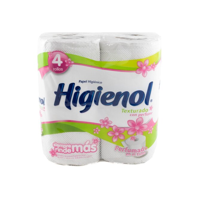Papel Higiénico Texturado Perfumado Hoja Simple de 30 metros Higenol 4 unidades