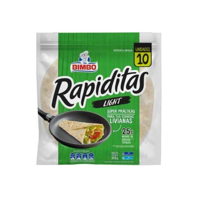 Rapiditas light en paquete Bimbo 10 unidades