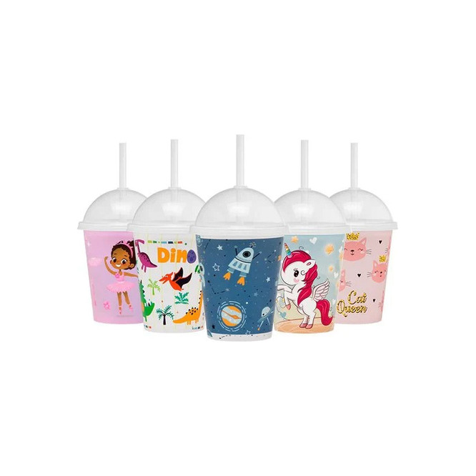 Vaso Shake con Diseño Infantil y Sorbeto REF4195 Jaguar 360 ml