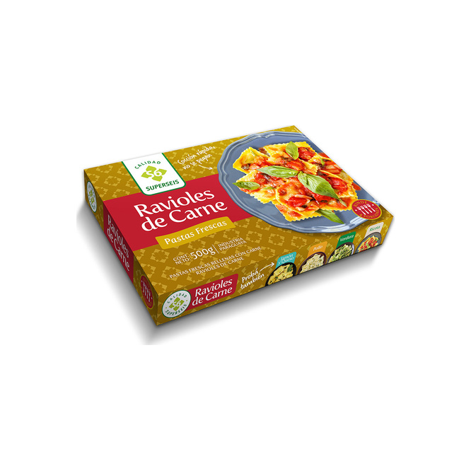 Ravioles de carne caja S6 500 gramos