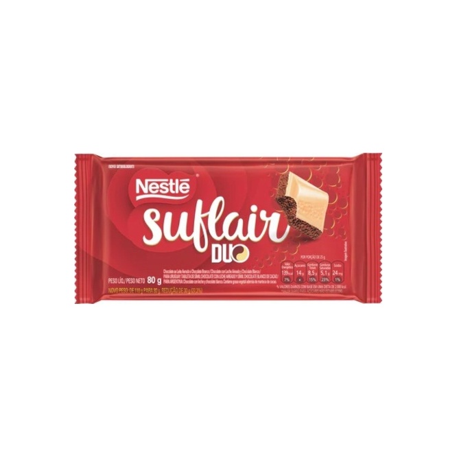 Chocolate negro blanco Suflair tableta Nestlé 80 gramos