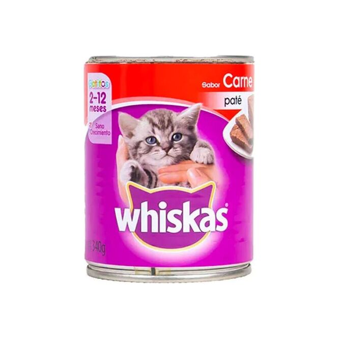 Alimento para gatitos sabor carne en lata Whiskas 340 gramos
