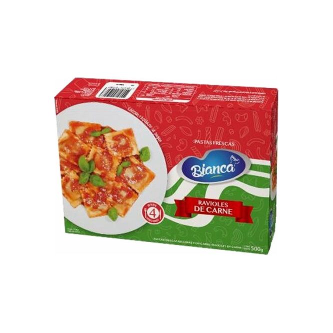 Ravioles rellenos con carne paquete Bianca 500 gramos