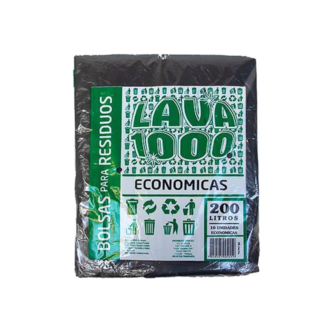 BOLSA PARA RESIDUOS ECONOMICA 200LT X 10
