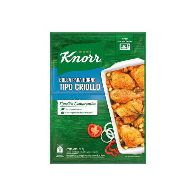 Bolsa Condimentada Tipo Criollo para Horno Knorr 21 gramos