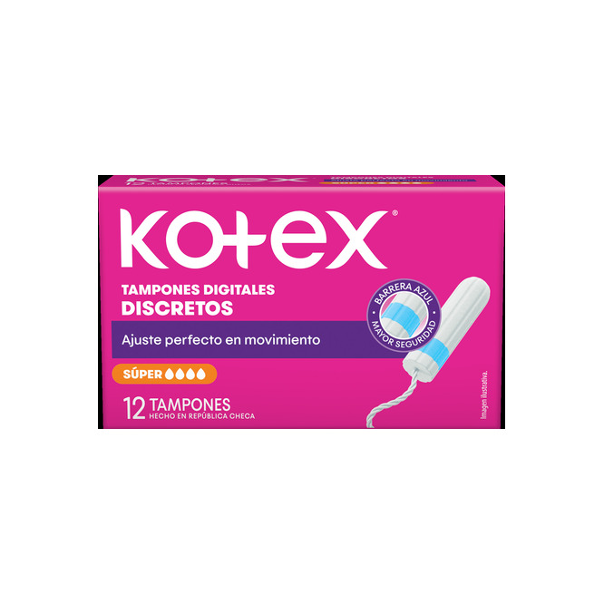 Tampones femeninos super 12 unidades Kotex