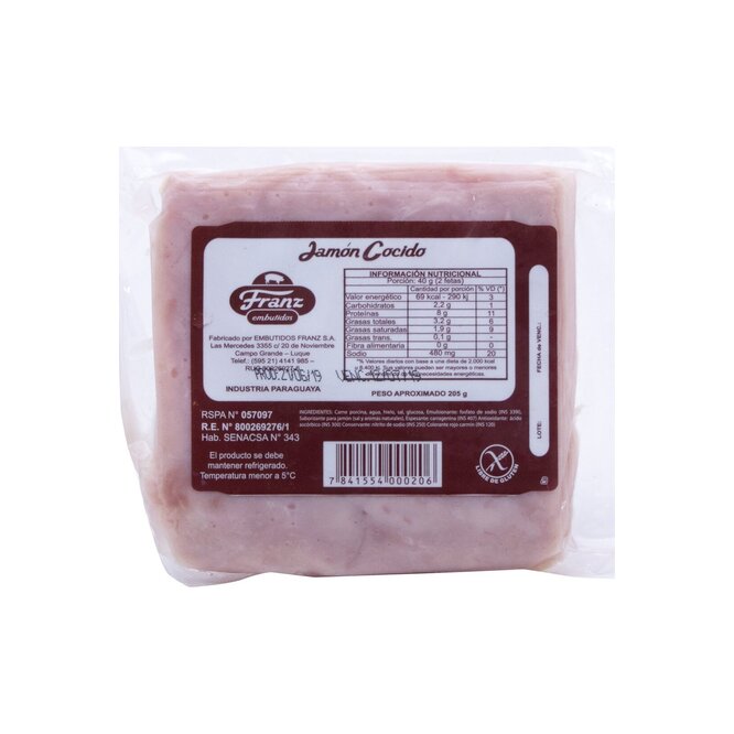 Jamón cocido al vacío paquete Franz 205 gramos