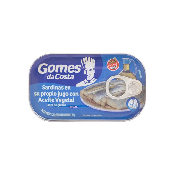Sardinas en aceite vegetal Gomes Da Costa 125 gramos