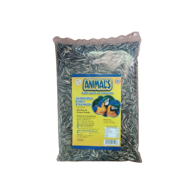 Alimento para aves girasol extra grande bolsa Animals 800 gramos