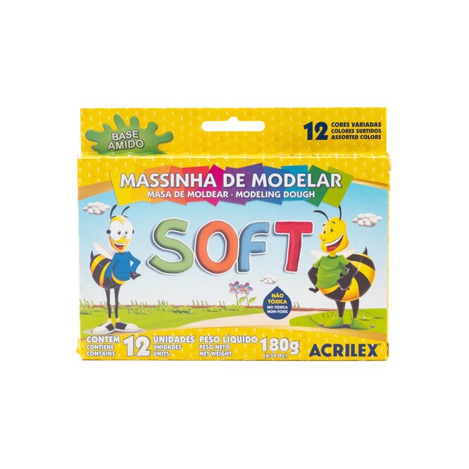 PLASTILINA SOFT DE 12 COLORES 180GRS ACR