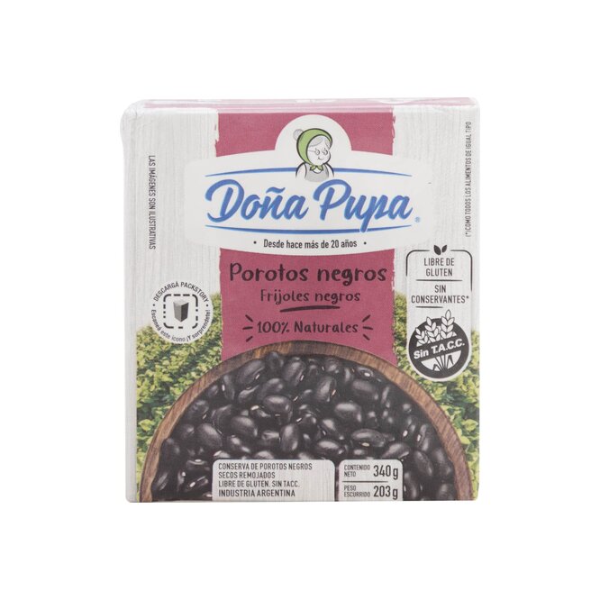 Porotos Negros en bolsa Doña Pupa 340 Gr