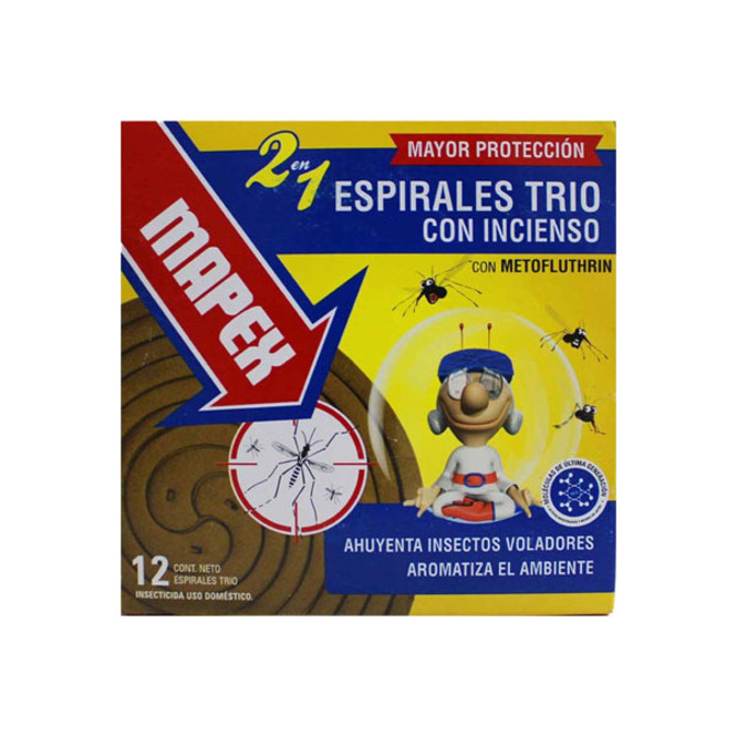 Espirales trio con incienso en caja Mapex 12 unidades