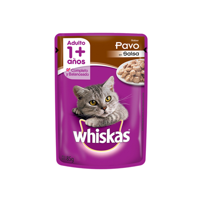 Alimento para gato sabor pavo en sachet Whiskas 85 gramos