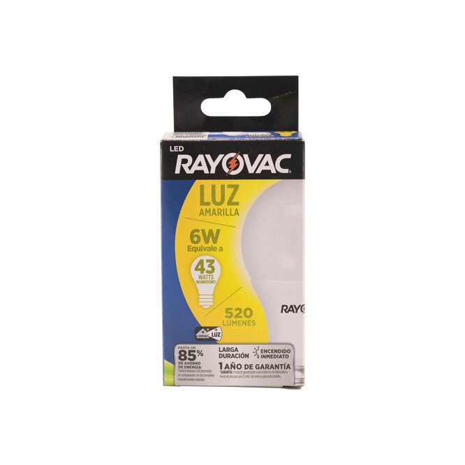Foco led rayovac luz amarilla 6w 520 Rayovac por unidad