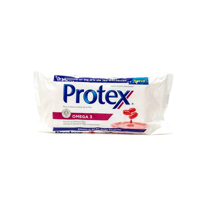 Jabón de tocador nutri protec con omega 3 de 90 gramos Protex 3 unidades