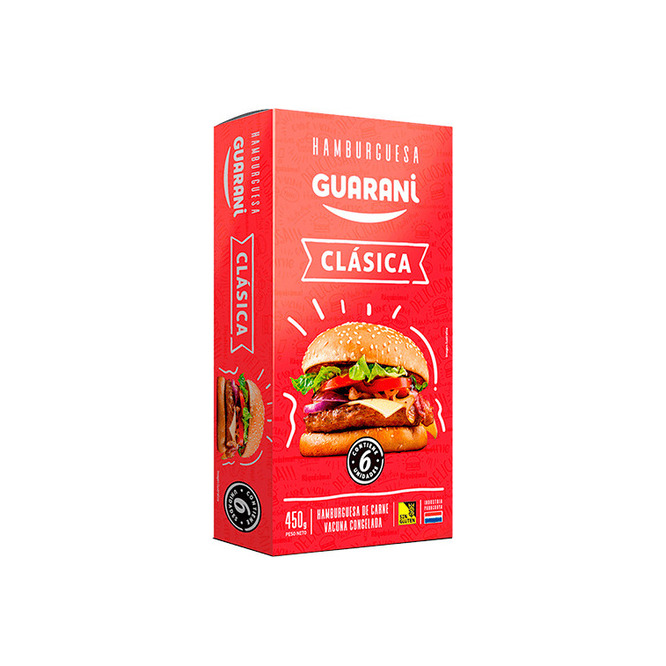 Hamburguesa de carne vacuna clásica paquete Guaraní 6 unidades