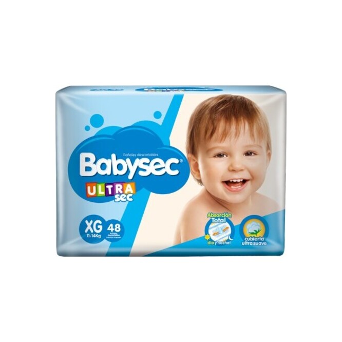 Pañales ultra sec desechables xg Babysec 48 unidades