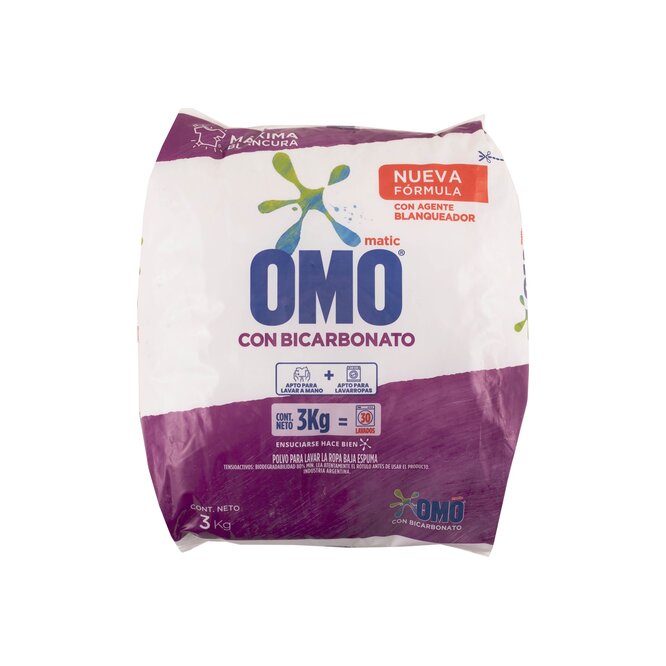 Jabón en polvo matic con bicarbonato Omo 3 Kilos