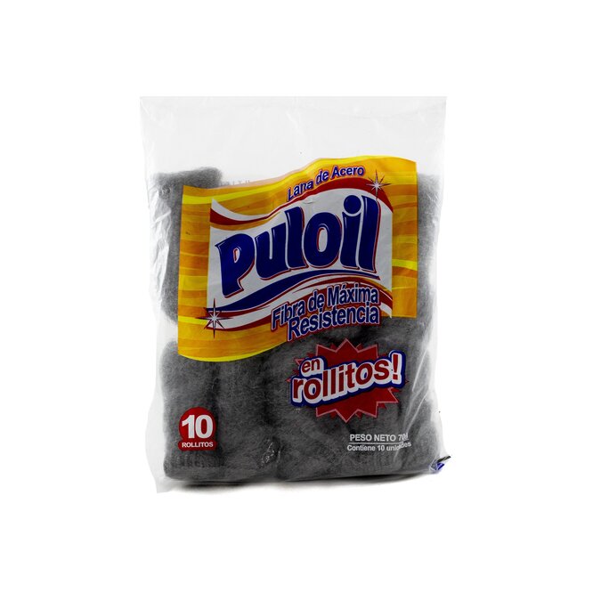 Lana de acero en rollitos paquete Puloil