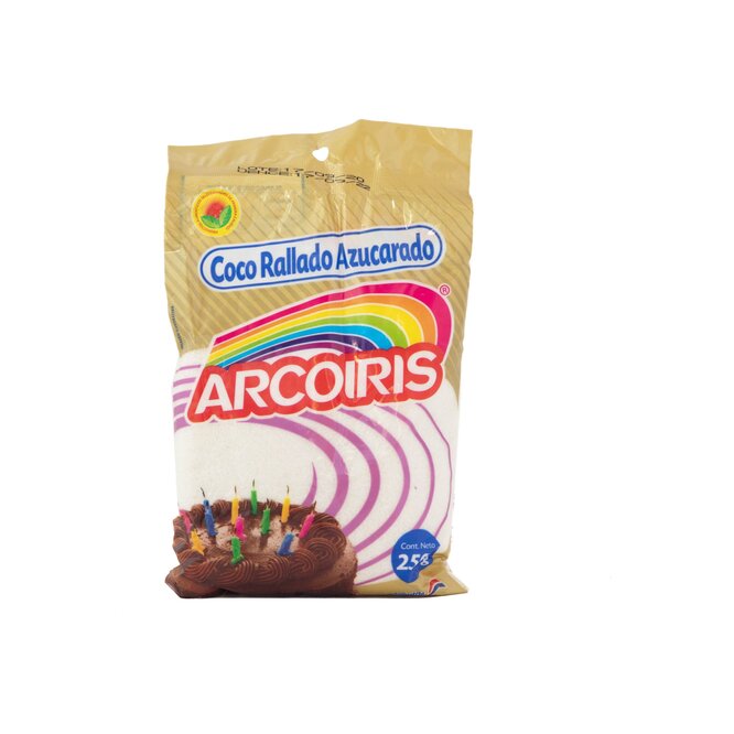 Coco rallado azucarado paquete Arcoíris 250 gramos