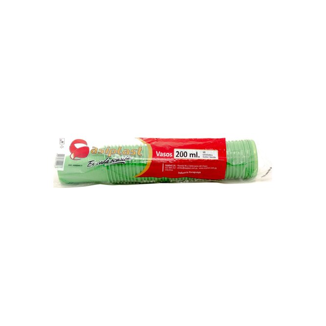 Vaso verde 2 Asiplast 200 ml por 50 unidades