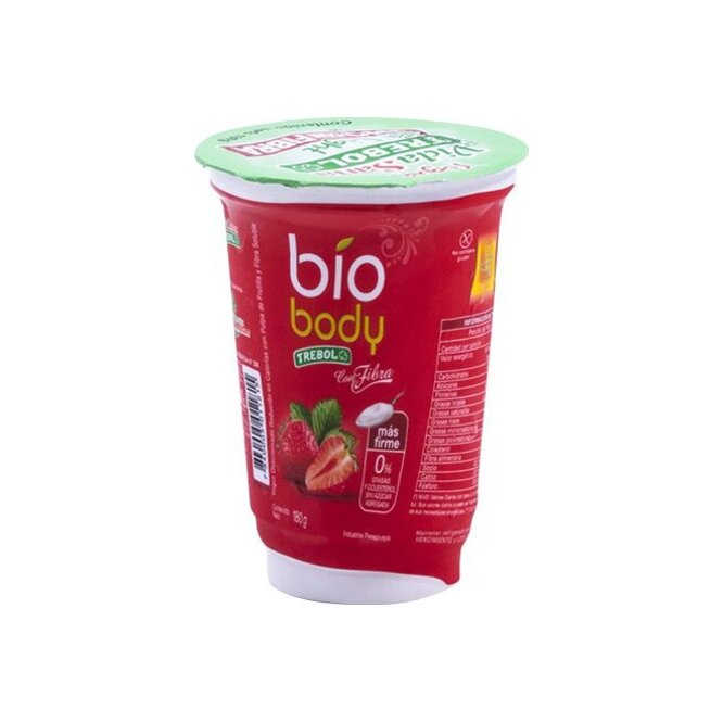 Yogurt con fibra bio body sabor frutilla Trébol 180 ml