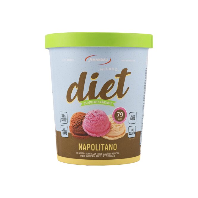 Helado de crema sabor americana, frutilla y chocolate Amandau 650 gramos