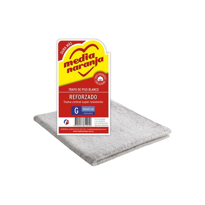 Trapo de piso blanco reforzado g super Media Naranja 58X60 CM