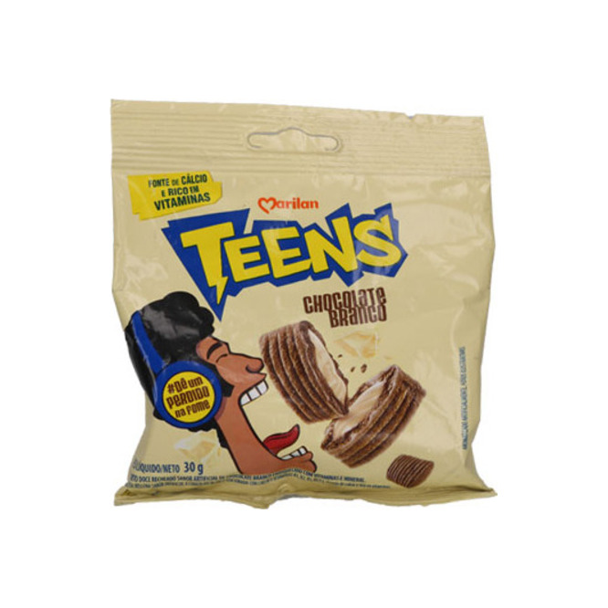Bizcocho relleno de chocolate blanco teens Marilan 30 gramos