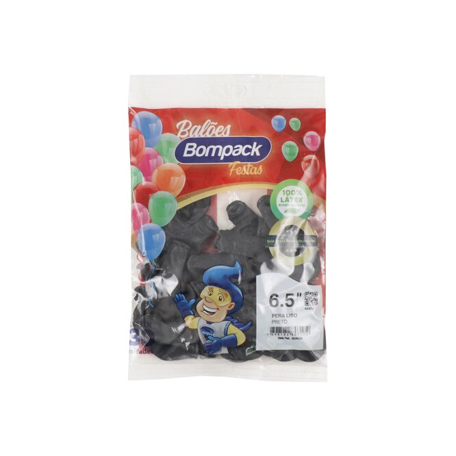 Globos liso negro N° 6,5 Bompack 30 unidades