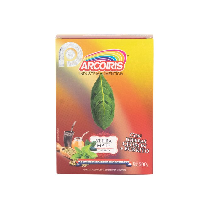 Yerba mate compuesta cedrón y burrito paquete Arcoíris 500 gramos