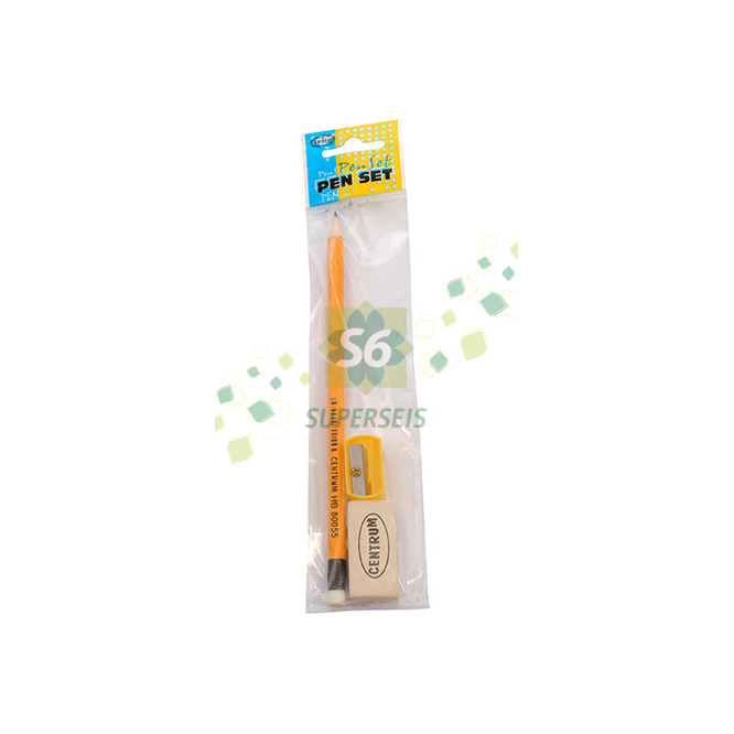 SET LAPIZ +BORRADOR+SACAPUNTA CENTRUM X