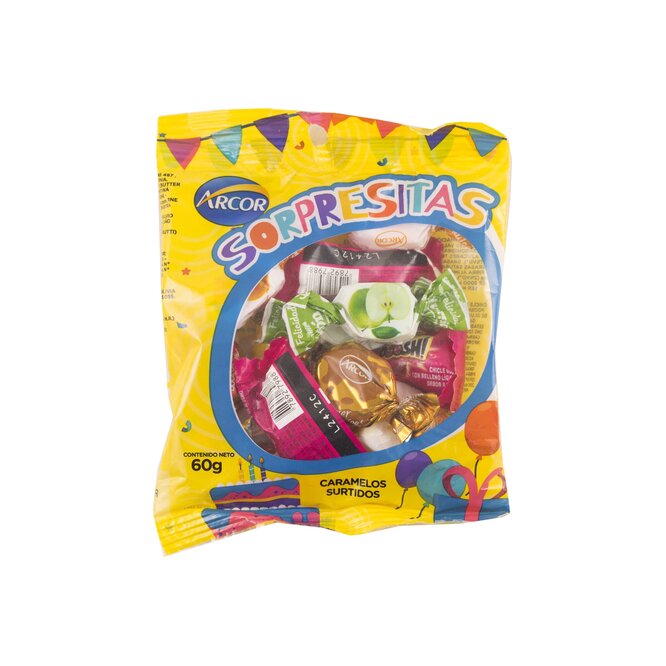 Caramelos surtidos sorpresitas paquete Arcor 60 gramos