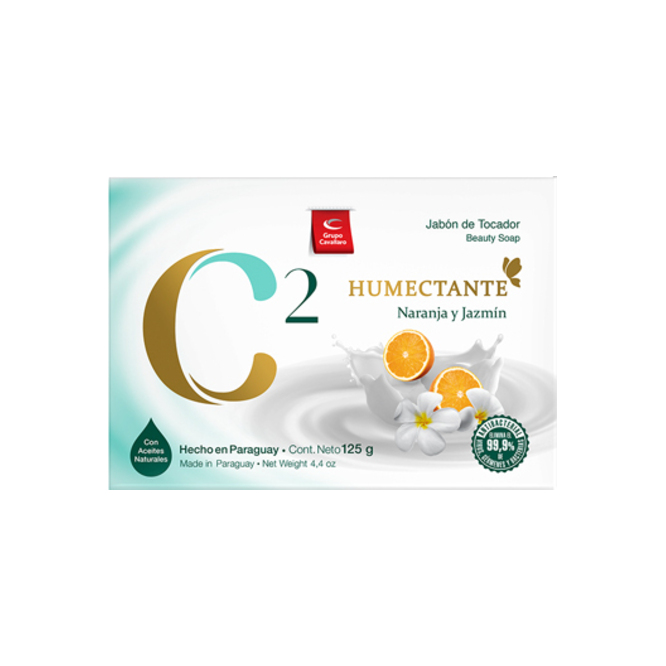 Jabón de tocador humectante naranja y jazmín en caja C2 125 gramos