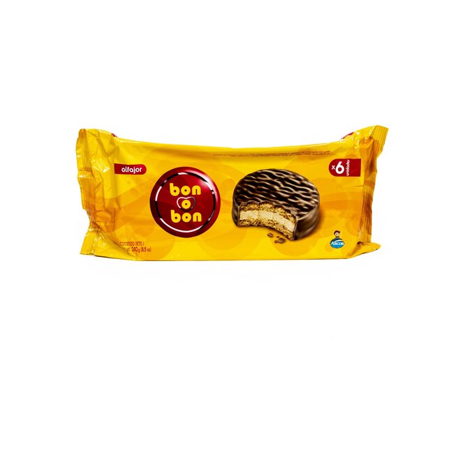 Alfajor chocolate negro en paquete Bon o Bon 240 gramos
