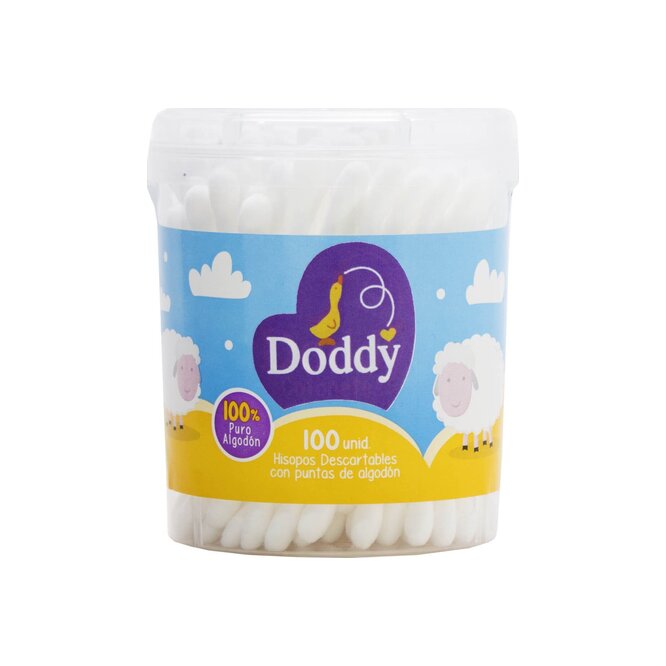 Hisopos descartables con puntas de algodón pote Dody 100 unidades