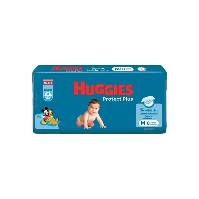 Pañal desechable protect plus tamaño M Huggies 8 unidades