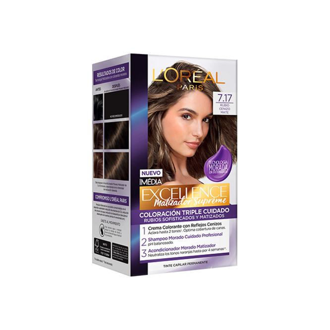 TINTE CAP 7.17 COLOR RUBIO CENIZA L'OREA