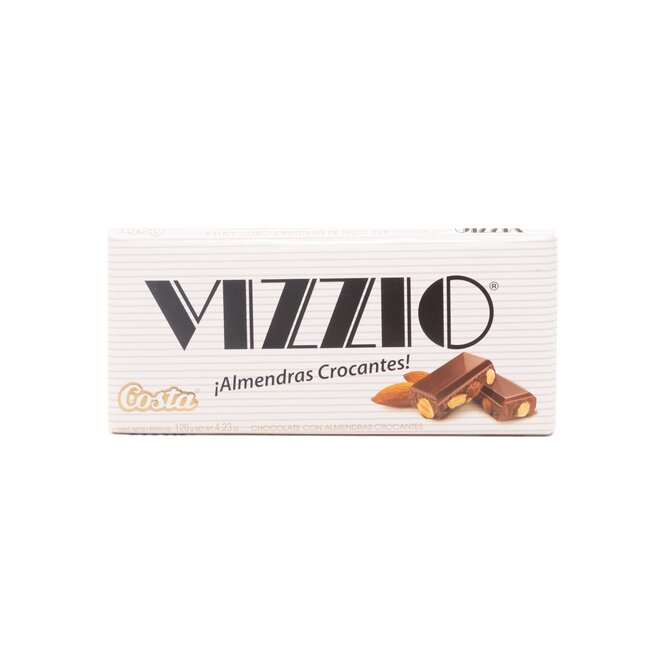 Chocolate en barra con almendras crocantes Vizzio Costa 20 gramos