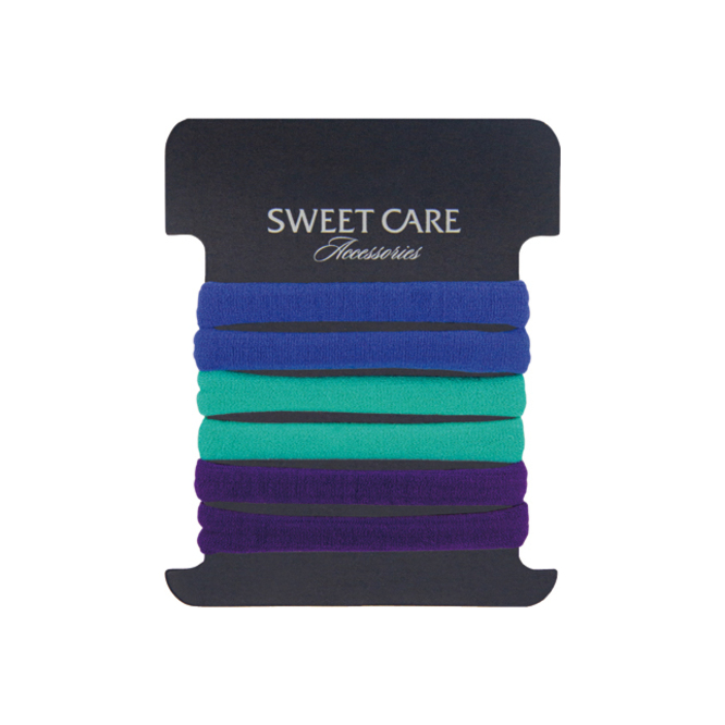 Gomas para cabello gruesa tonos azules paquete Sweet Care 6 unidades