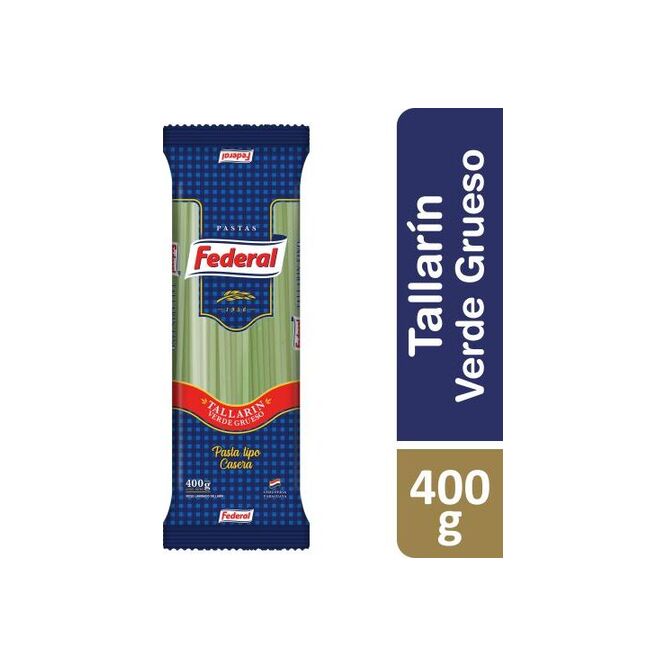 Fideo tallarín grueso verde paquete Federal 400 gramos