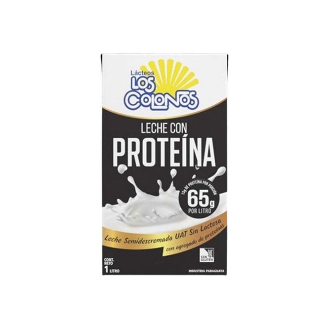 Leche semidescremada con proteína cartón Los Colonos 1 litro