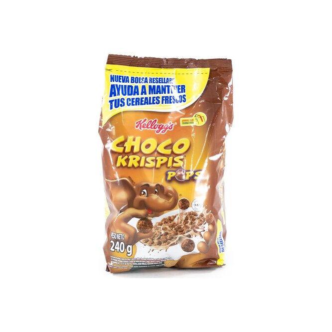 Cereal choco pops en bolsa Kellogg´s 240 gramos
