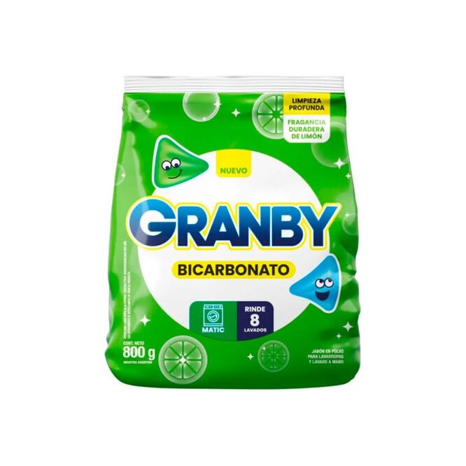 Detergente en polvo de ropa Granby 800 gramos