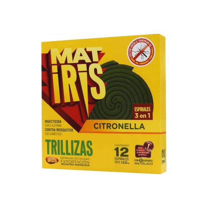 Espirales trillizas citronella 3 en 1 Matiris 12 unidades