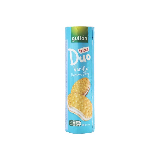 Galletitas rellena de crema sabor vainilla mega duo Gullón 500 gramos