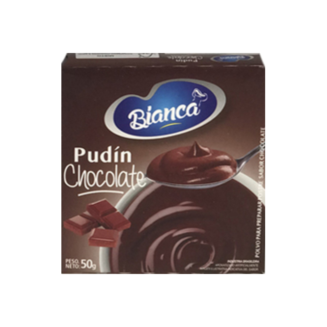Polvo para pudding sabor chocolate paquete Bianca 50 gramos