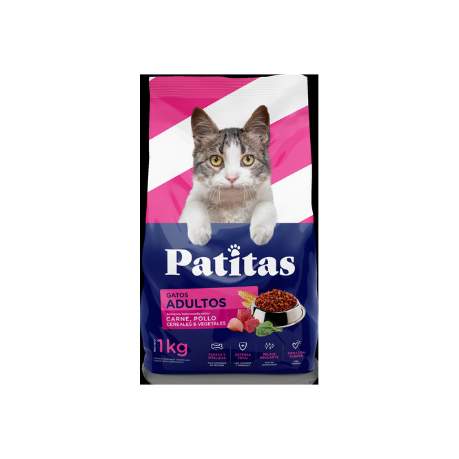 Alimento para gato adulto sabor carne y pollo Patitas 1 kilo