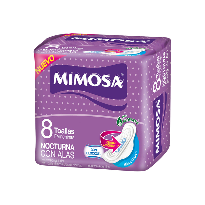 TOALLAS HIG MIMOSA C/ALAS/PROTEC 2X8UN